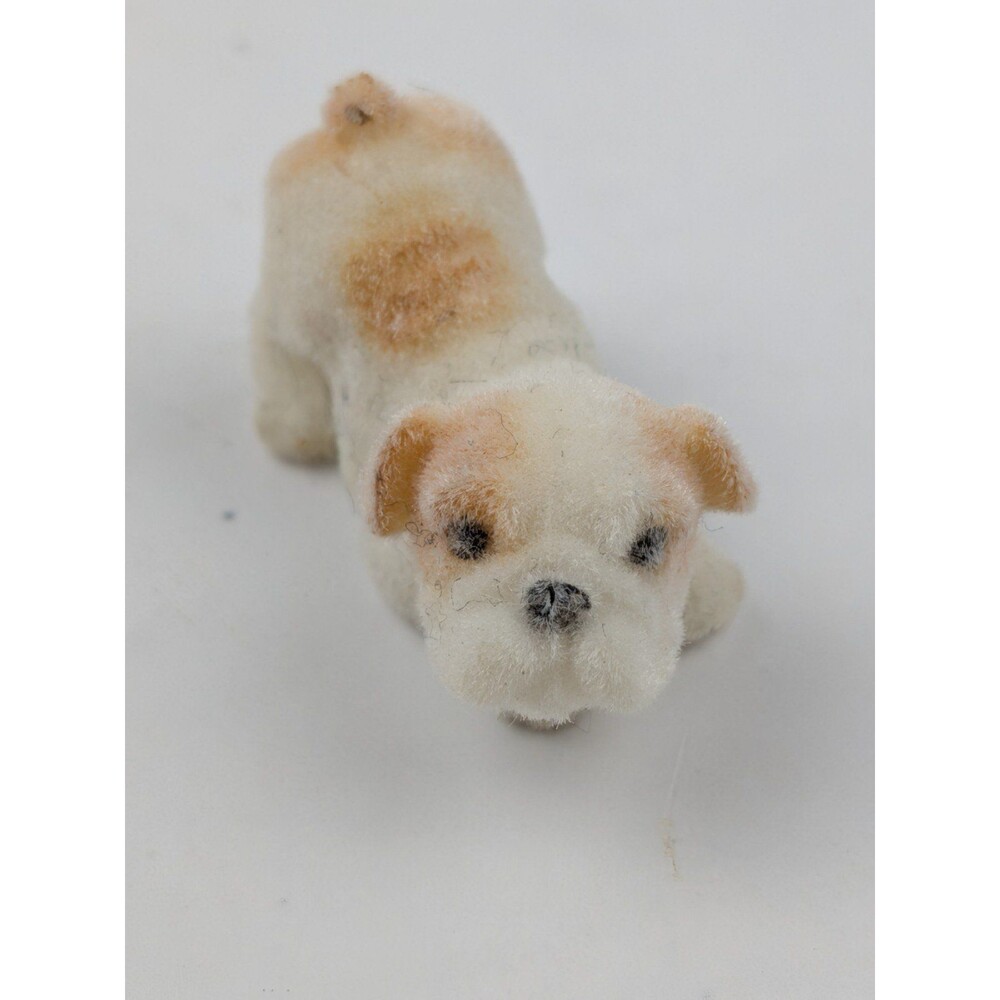 Flocked Felted miniature English Bulldog figurine